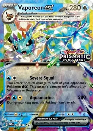 Vaporeon ex - 023/131 (Prismatic Evolutions Stamp) — Miscellaneous Cards & Products