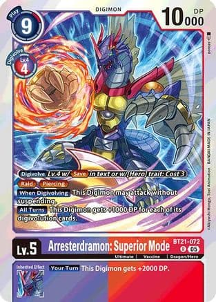 Arresterdramon: Superior Mode — World Convergence Digimon Card Game card by Akiyoshi Hongo, Toei Animation