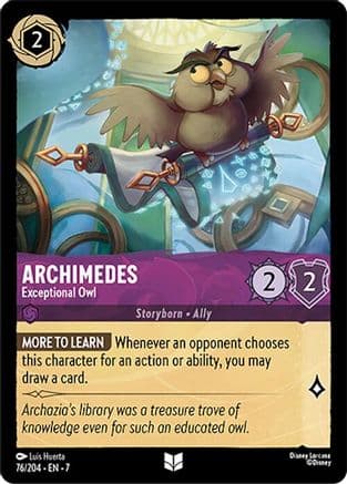 Archimedes - Exceptional Owl — Archazia's Island Disney Lorcana card by Luis Huerta