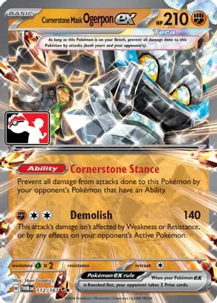 Cornerstone Mask Ogerpon ex - 112/167 — Prize Pack Series Cards