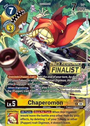 Chaperomon (2025 Regionals Finalist) — Digimon LIBERATOR Digimon Card Game card by Akiyoshi Honga