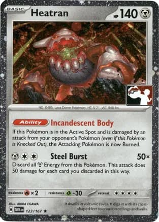 Heatran - 123/167 (Cosmos Holo) — Prize Pack Series Cards Pokémon TCG card by AKIRA EGAWA