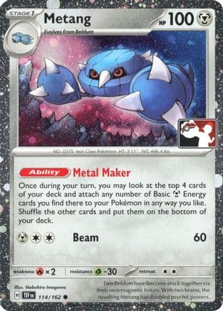 Metang - 114/162 (Cosmos Holo) — Prize Pack Series Cards Pokémon TCG card by Nobuhiro Imagawa