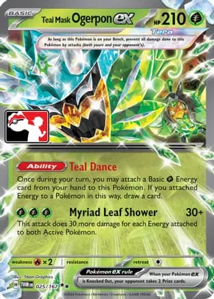 Teal Mask Ogerpon ex - 025/167 (Prize Pack Series 6) — Prize Pack Series Cards Pokémon TCG card by 5ban Graphics