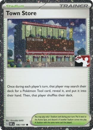 Town Store - 196/197 (Cosmos Holo) — Prize Pack Series Cards Pokémon TCG card by Oswaldo KATO