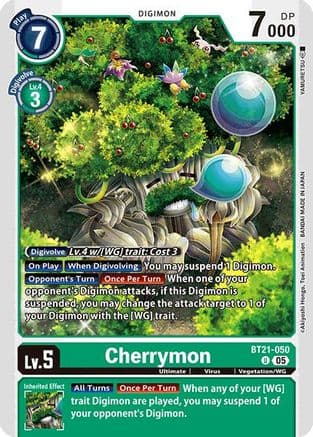 Cherrymon — World Convergence Digimon Card Game card by Akiyoshi Honga, Toei Animation
