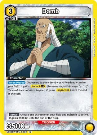 Bomb (002) — UE06BT: One Punch Man Union Arena card by BANDAI MADE IN JAPAN