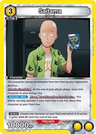 Saitama (017) — UE06BT: One Punch Man Union Arena card by BANDAI MADE IN JAPAN