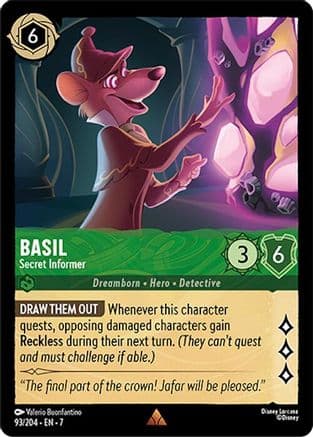 Basil - Secret Informer — Archazia's Island Disney Lorcana card by Valerio Buonfantino