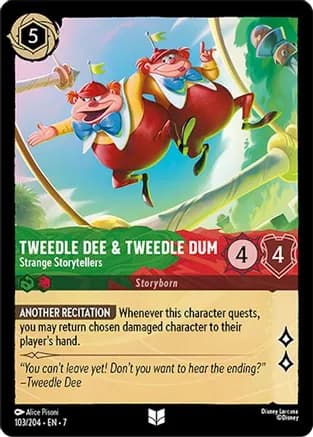 Tweedledee & Tweedledum - Strange Storytellers — Archazia's Island Disney Lorcana card by Alice Pisoni