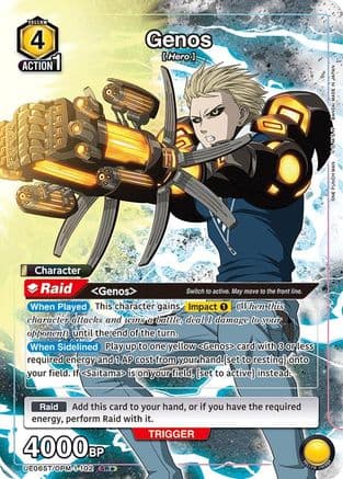 Genos (102) (SR*) — UE06ST: One Punch Man Starter Deck Union Arena card by BANDAI MADE IN JAPAN