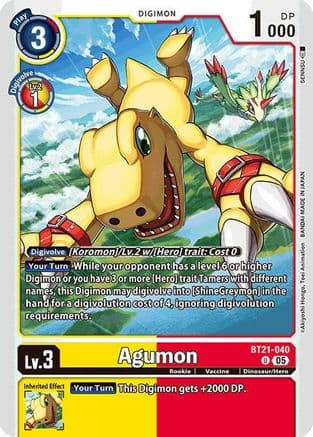 Agumon - BT21-040 — World Convergence Digimon Card Game card by SENNSU