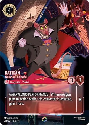 Ratigan - Nefarious Criminal (Enchanted) — Archazia's Island Disney Lorcana card by Max Ulichney
