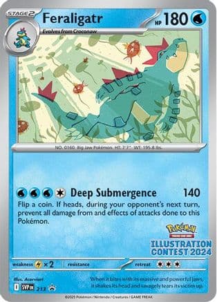 Feraligatr - 213 (Illustration Contest 2024) — SV: Scarlet & Violet Promo Cards Pokémon TCG card by Acorviert