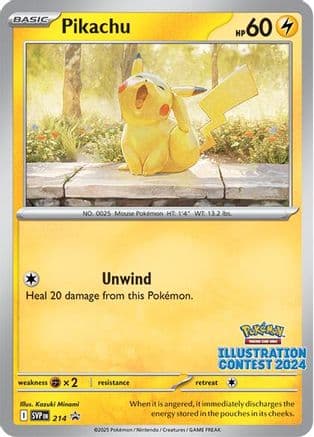 Pikachu - 214 (Illustration Contest 2024) — SV: Scarlet & Violet Promo Cards Pokémon TCG card by Kazuki Minami