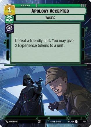 Apology Accepted (Hyperspace) — Jump to Lightspeed Star Wars: Unlimited card by Ario Murti