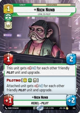 Nien Nunb - Loyal Co-Pilot (Hyperspace) — Jump to Lightspeed Star Wars: Unlimited card by Marc Escachx