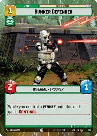 Bunker Defender (Hyperspace) — Jump to Lightspeed Star Wars: Unlimited card by JB Casacop