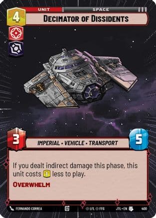 Decimator of Dissidents (Hyperspace) — Jump to Lightspeed Star Wars: Unlimited card by Fernando Correa