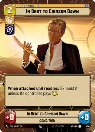 In Debt to Crimson Dawn (Hyperspace) — Jump to Lightspeed Star Wars: Unlimited card by Eric Hibbeler