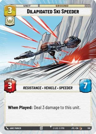 Dilapidated Ski Speeder (Hyperspace) — Jump to Lightspeed Star Wars: Unlimited card by Jake Parker