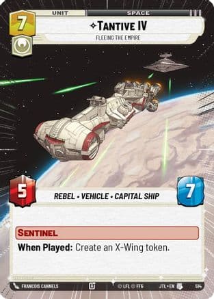 Tantive IV - Fleeing the Empire (Hyperspace) — Jump to Lightspeed Star Wars: Unlimited card by Francois Cannels
