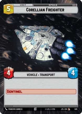 Corellian Freighter (Hyperspace) — Jump to Lightspeed Star Wars: Unlimited card by Francois Cannels