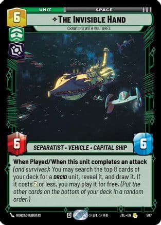 The Invisible Hand - Crawling With Vultures (Foil) — Jump to Lightspeed Star Wars: Unlimited card by Kursad Karatas