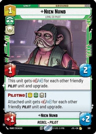 Nien Nunb - Loyal Co-Pilot (Foil) — Jump to Lightspeed Star Wars: Unlimited card by Marc Escachx