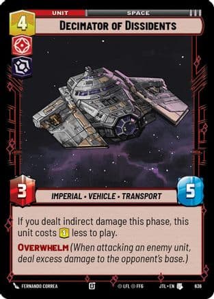 Decimator of Dissidents (Foil) — Jump to Lightspeed Star Wars: Unlimited card by Fernando Correa