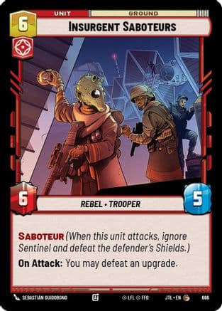 Insurgent Saboteurs (Foil) — Jump to Lightspeed Star Wars: Unlimited card by Sebastián Guidobono