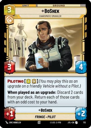 BoShek - Charismatic Smuggler (Foil) — Jump to Lightspeed Star Wars: Unlimited card by Eric Hibbeler