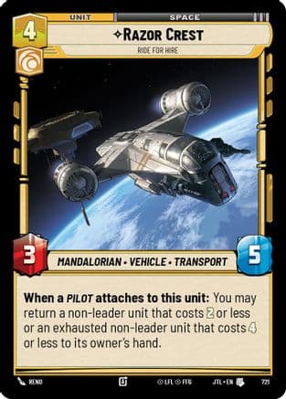 Razor Crest - Ride For Hire (Foil) — Jump to Lightspeed Star Wars: Unlimited card by Reno