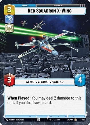 Red Squadron X-Wing (Hyperspace Foil) — Jump to Lightspeed Star Wars: Unlimited card by Robert Bonchune