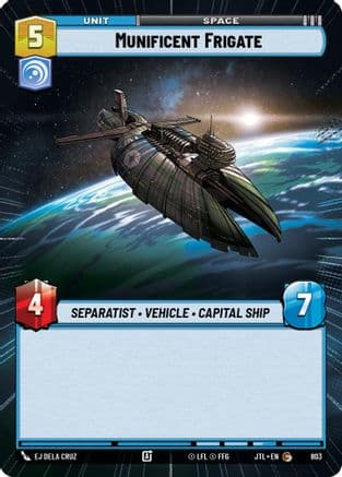 Munificent Frigate (Hyperspace Foil) — Jump to Lightspeed Star Wars: Unlimited card by EJ Dela Cruz