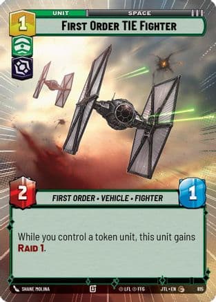 First Order TIE Fighter (Hyperspace Foil) — Jump to Lightspeed Star Wars: Unlimited card by Shane Molina