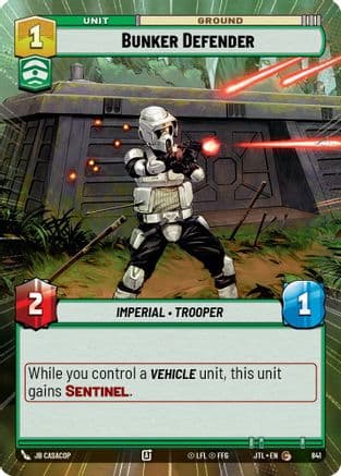 Bunker Defender (Hyperspace Foil) — Jump to Lightspeed Star Wars: Unlimited card by JB Casacop