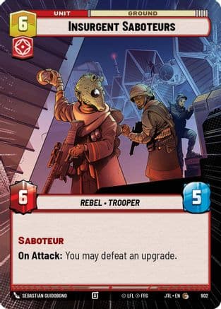 Insurgent Saboteurs (Hyperspace Foil) — Jump to Lightspeed Star Wars: Unlimited card by Sebastián Guidobono