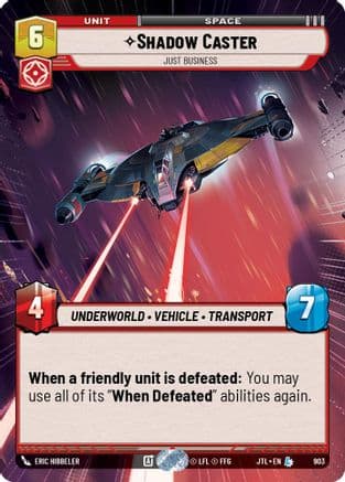 Shadow Caster - Just Business (Hyperspace Foil) — Jump to Lightspeed Star Wars: Unlimited card by Eric Hibbeler