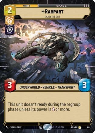 Rampart - Enjoy the Exit (Hyperspace Foil) — Jump to Lightspeed Star Wars: Unlimited card by EJ Dela Cruz