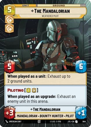 The Mandalorian - Weathered Pilot (Hyperspace Foil) — Jump to Lightspeed Star Wars: Unlimited card by Omercan Cirit
