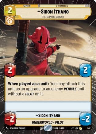 Sidon Ithano - The Crimson Corsair (Hyperspace Foil) — Jump to Lightspeed Star Wars: Unlimited card by Benjamin Paulus