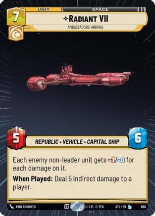 Radiant VII - Ambassadors' Arrival (Hyperspace Foil) — Jump to Lightspeed Star Wars: Unlimited card by Ario Anindito