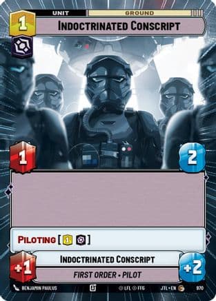 Indoctrinated Conscript (Hyperspace Foil) — Jump to Lightspeed Star Wars: Unlimited card by Benjamin Paulus
