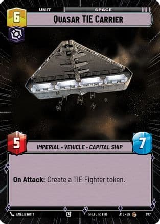 Quasar TIE Carrier (Hyperspace Foil) — Jump to Lightspeed Star Wars: Unlimited card by Amélie Hutt