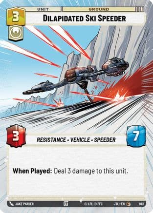 Dilapidated Ski Speeder (Hyperspace Foil) — Jump to Lightspeed Star Wars: Unlimited card by Jake Parker