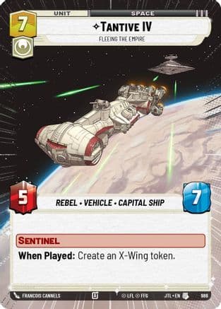 Tantive IV - Fleeing the Empire (Hyperspace Foil) — Jump to Lightspeed Star Wars: Unlimited card by Francois Cannels