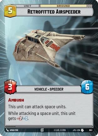 Retrofitted Airspeeder (Hyperspace Foil) — Jump to Lightspeed Star Wars: Unlimited card by Amad Mir