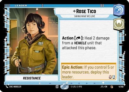Rose Tico - Saving What We Love — Jump to Lightspeed Star Wars: Unlimited card by Eric Hibbeler