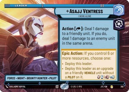 Asajj Ventress - I Work Alone (Hyperspace) — Jump to Lightspeed Star Wars: Unlimited card by Guillaume Ospital